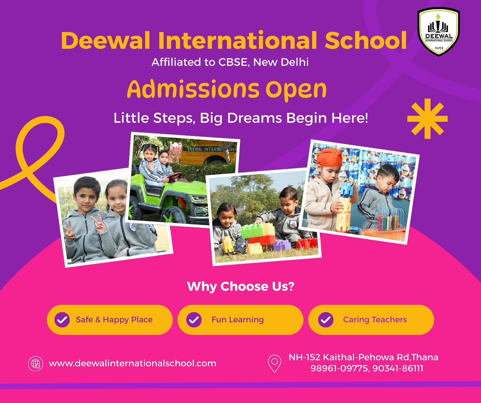 Deewal International School Affiliated to CBSE, New Delhi Admissions Open
